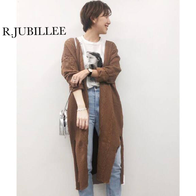 R JUBILEE コットンケーブルニットコート ロングカーディガン