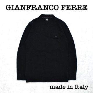 ジャンフランコフェレ(Gianfranco FERRE)のイタリア製 GIANFRANCO FERRE ブラックニット シルク混 メリノ(ニット/セーター)