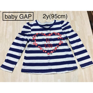 ベビーギャップ(babyGAP)の【 baby gap 】 ブルー ボーダー ロンt ハート 長袖(Tシャツ/カットソー)