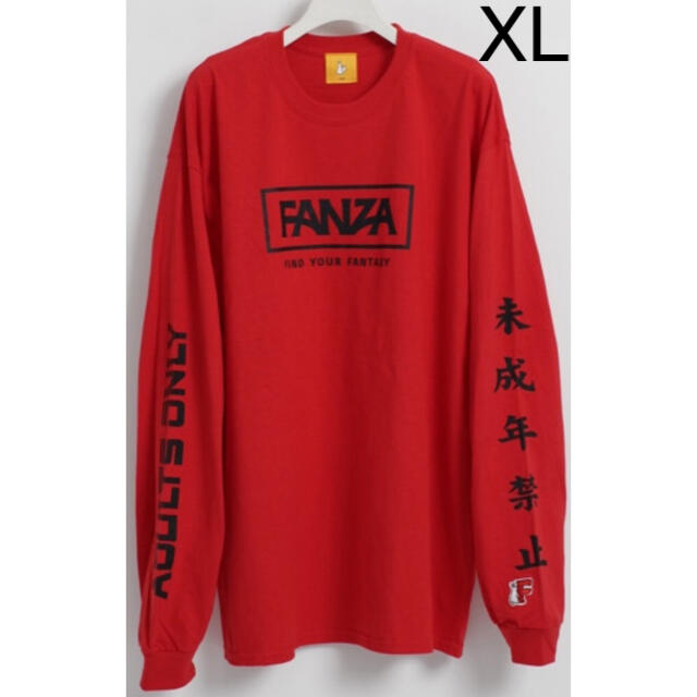 トップス新品 FR2 × FANZA ロンT  XLサイズ 赤 レッド 長袖 Tシャツ