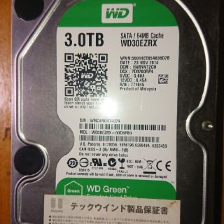 HDD 3.5インチ ＷＤ ３ＴＢ /5,062時間(PCパーツ)