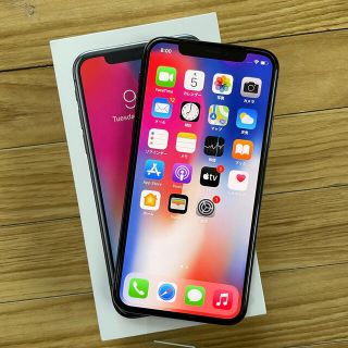 アップル(Apple)の【新品同様】iPhone X SPACE GRAY 256GB SIMフリー(スマートフォン本体)