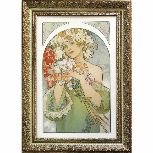 アルフォンス・ミュシャ『フラワー』複製画 絵画 人物画 女性画 美人画