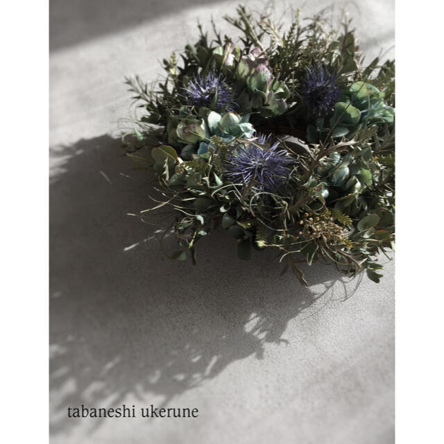 フレッシュユーカリと秋色紫陽花をふんわり束ねたシックな リース フレッシュユーカリと秋色紫陽花をふんわり束ねたシックな リース