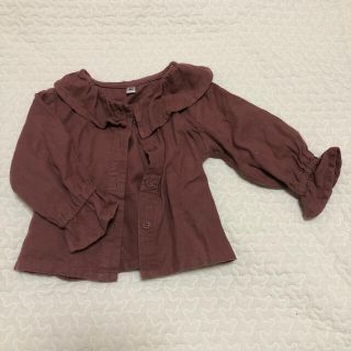 ザラ(ZARA)のくすみピンク　フリル ブラウス(シャツ/カットソー)