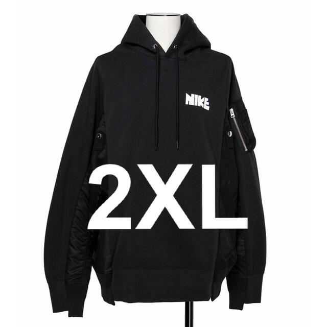 2XL sacai Nike Hoodie Black パーカー フーディーパーカー