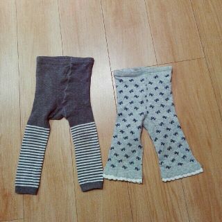 YSK様専門⭐　子供タイツ　2セット(ボーダーとFO KIDS 紫)(靴下/タイツ)