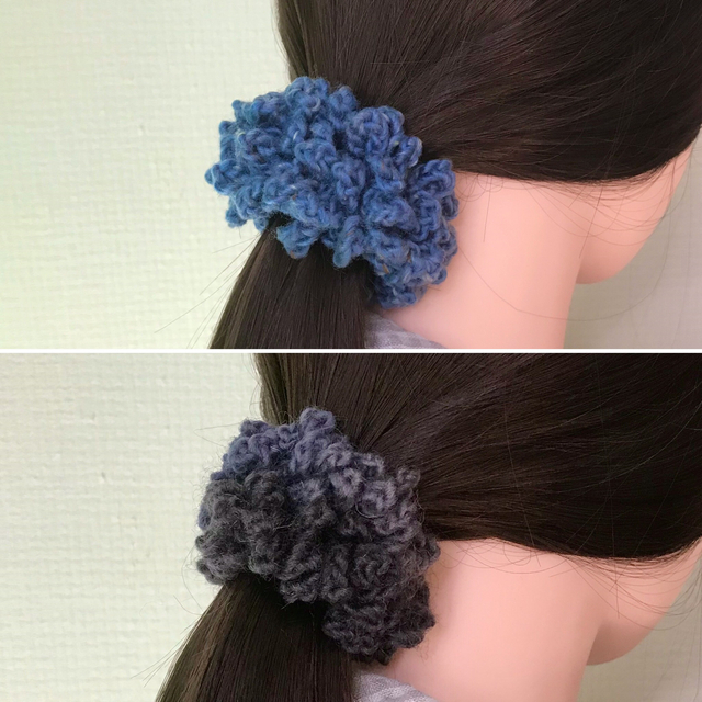 ニットシュシュ（4個セット） ハンドメイドのアクセサリー(ヘアアクセサリー)の商品写真