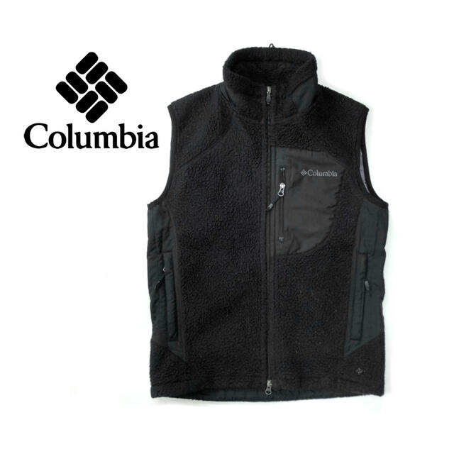 Columbia コロンビア ジップアップ フリースベスト ブラック 刺繍ロゴ