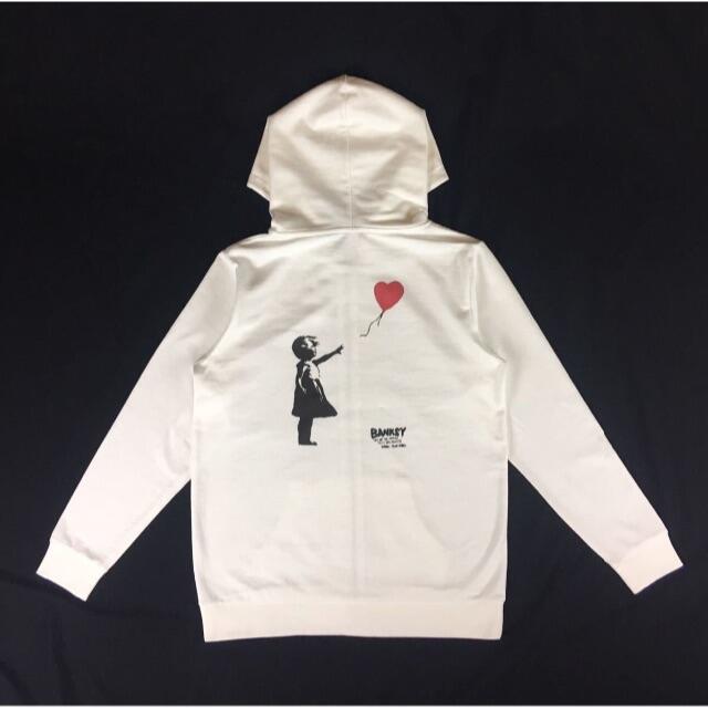 新品 映える BANKSY バンクシー 風船と少女 プリント ジップ パーカー