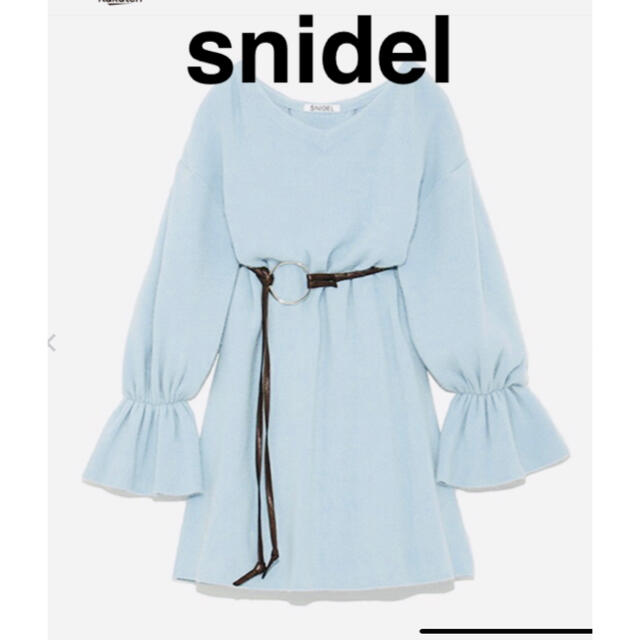 SNIDEL(スナイデル)のもじゃんこ様snidel ファーライクベルテッドニットワンピース　超美品 レディースのワンピース(ミニワンピース)の商品写真