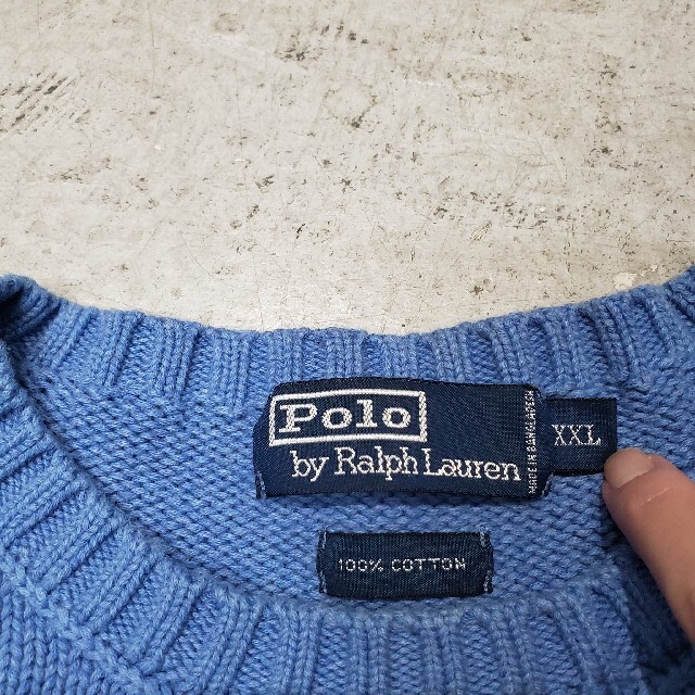 POLO RALPH LAUREN(ポロラルフローレン)のポロ ラルフローレン ワンポイント 刺繍 ニット セーター XXL レディースのトップス(ニット/セーター)の商品写真