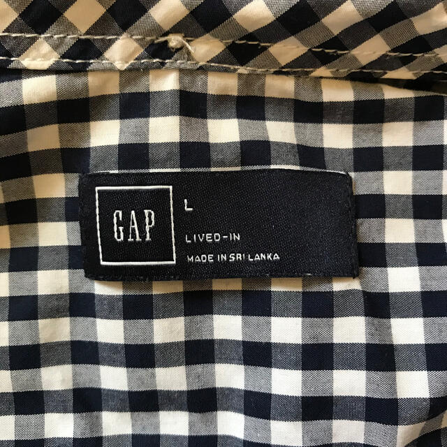 GAP(ギャップ)の【GAP】ギャップ　ギンガムチェックシャツ　ダークネイビー×白　Ｌ　長袖 メンズのトップス(シャツ)の商品写真