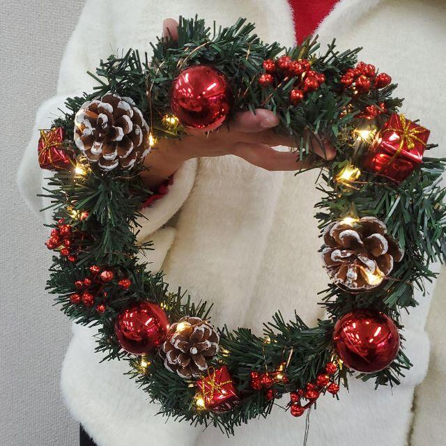 D43D クリスマスリース LED クリスマス飾り 玄関リース 直径30cm D43D クリスマスリース LED クリスマス飾り 玄関リース 直径30cm