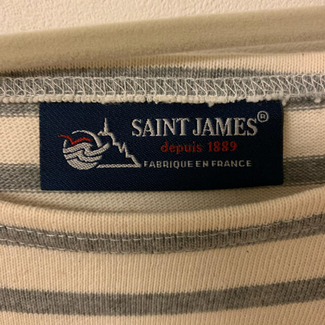 SAINT JAMES(セントジェームス)の値下げ　　セントジェームズ　白×グレー　T1 レディースのトップス(カットソー(長袖/七分))の商品写真