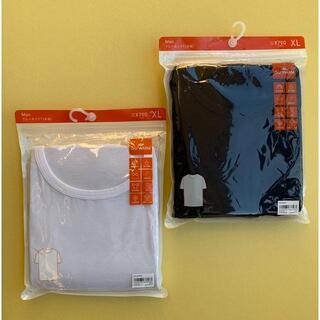 ジーユー(GU)のGU　　体温keep　　半袖Tシャツ　　XL-2枚　　（White/Navy）(Tシャツ/カットソー(半袖/袖なし))