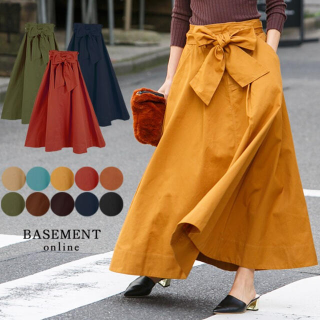 BASEMENT online リボンロングスカート レディースのスカート(ロングスカート)の商品写真