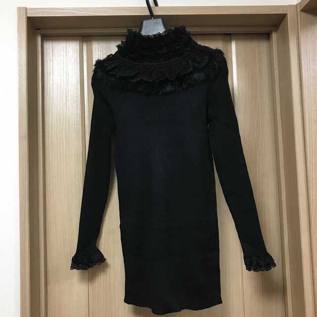 ZARA(ザラ)の首元レースニット 黒＋レギンス ポケットなし レディースのトップス(ニット/セーター)の商品写真