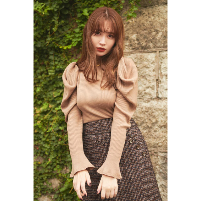 Herlipto Volume sleeve Rib Knit Top