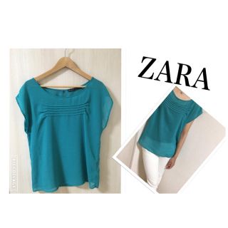 ザラ(ZARA)のZARA 夏 エメラルドグリーンブラウス(シャツ/ブラウス(半袖/袖なし))