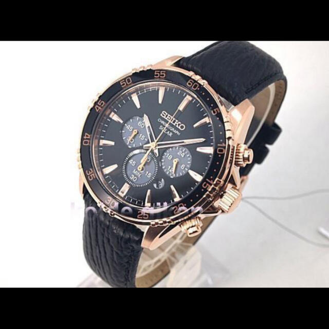 黒ケースセイコー 腕時計 海外版 クロノグラフ