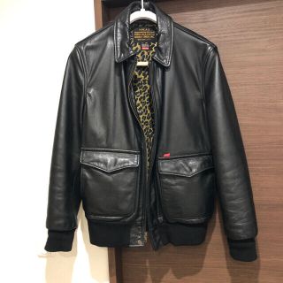 シュプリーム Supreme 2021年秋冬 Schott Shearling Collar Leather Puffy Jacket ラムレザー 中綿 ブルゾン ブラック【サイズM】【メンズ】