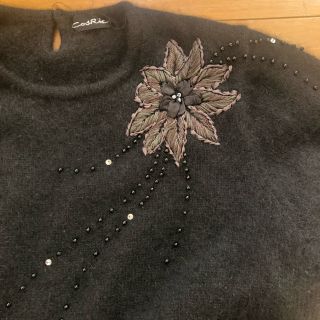 サンタモニカ(Santa Monica)のvintage★ニット★セーター★希少★刺繍★ブラック★昭和★レトロ★ウール(ニット/セーター)