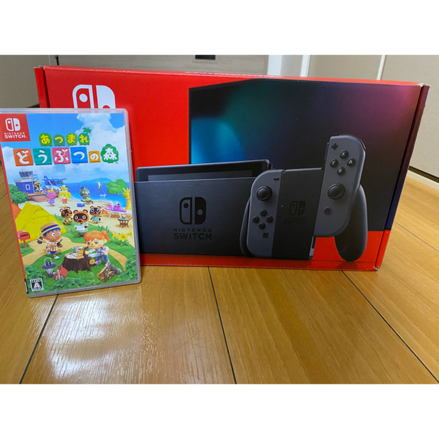 任天堂スイッチグレー　新型　美品　あつもり付き1台Joy-Con