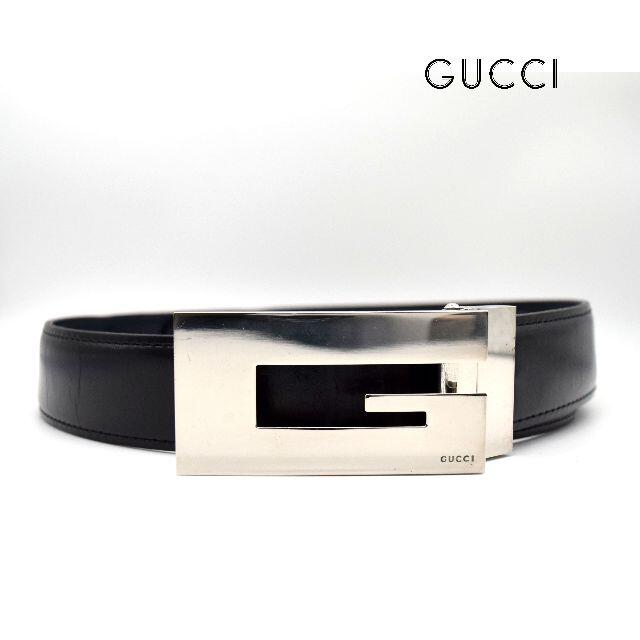 一点物》GUCCI ベルト シルバー Gバックル ビンテージ トップ式 メンズ-