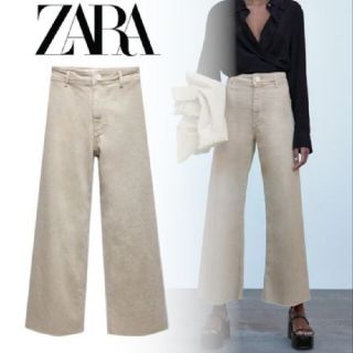 ザラ(ZARA)の未使用ZARAザラハイウエストデニム34マリンストレートベージュ完売(デニム/ジーンズ)