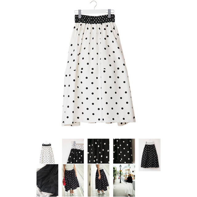 美品　akiki POLKA DOTS SKIRT/white レディースのスカート(ロングスカート)の商品写真