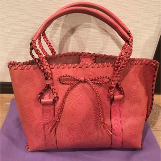 アナスイ(ANNA SUI)のアナスイ　ANNA SUI ローズ柄レザートートバッグ☆美品☆可愛いピンク♪(トートバッグ)