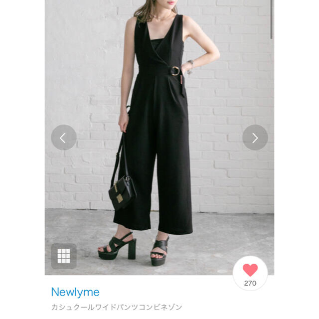 夢展望(ユメテンボウ)のNewlyme カシュクールワイドパンツコンビネゾン レディースのパンツ(サロペット/オーバーオール)の商品写真