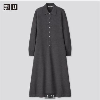 ユニクロ(UNIQLO)のUNIQLO U メリノブレンドポロワンピース　M  (ロングワンピース/マキシワンピース)