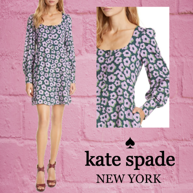 ★SALE☆【kate spade】フレアフローラル長袖ミニドレス