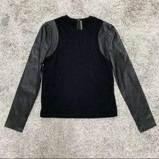 バレンシアガ(Balenciaga)の新品 BALENCIAGA バレンシアガ レザー トップス カットソー ブラック(カットソー(長袖/七分))