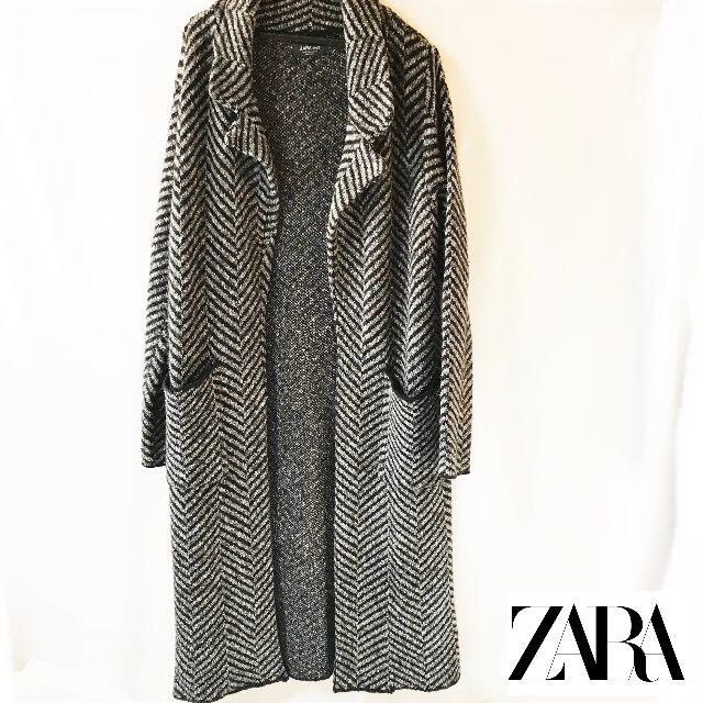 ZARA(ザラ)の【ZARA】ザラ ヘリンボーン総柄 ロングカーディガン コート レディースのジャケット/アウター(ロングコート)の商品写真