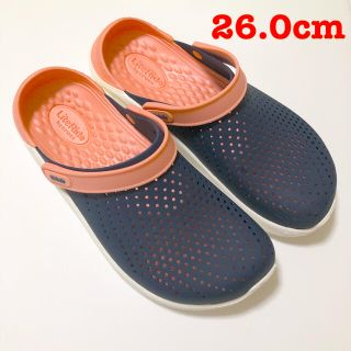 クロックス(crocs)のクロックスライトライド　ネイビー×サーモンピンク　26.0cm(サンダル)