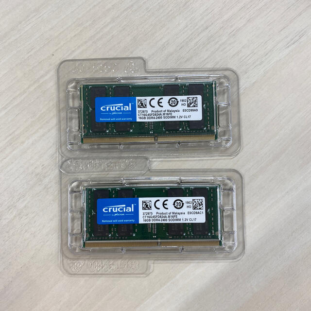 32GB (16GB x 2) SODIMM DDR4 Crusial製