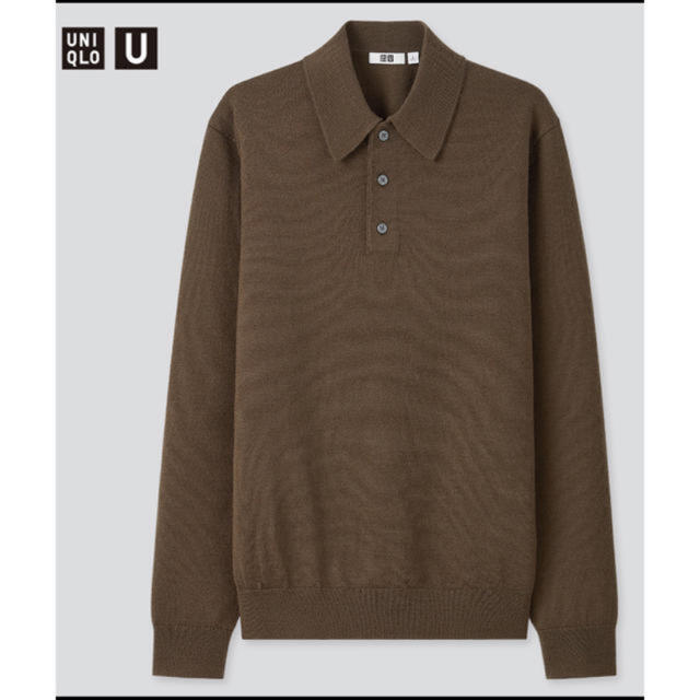 UNIQLO(ユニクロ)のユニクロU 2020AW メリノブレンドポロセーター オリーブ Lサイズ  メンズのトップス(ポロシャツ)の商品写真