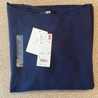 ユニクロ(UNIQLO)のユニクロ　3Dコットンボートネックセーター（長袖）　69ネイビー　紺色　L(ニット/セーター)