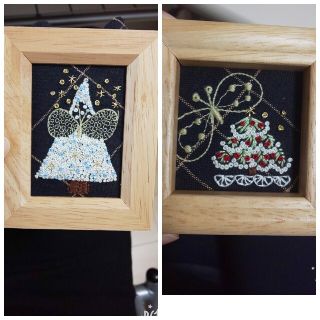 ミナペルホネン(mina perhonen)のつくし様専用 ミナペルホネン クリスマスツリー 刺繍 壁掛け ハンドメイド(アート/写真)