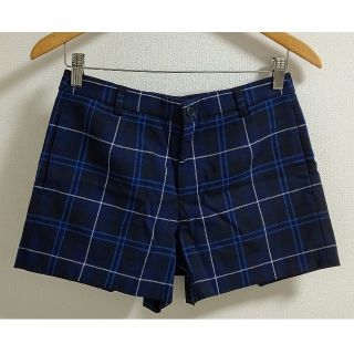 ユニクロ(UNIQLO)のショートパンツ 混毛 ネイビーチェック柄(ショートパンツ)