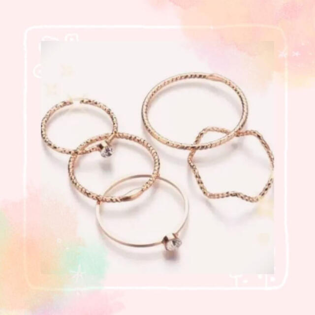 大人気♡ ゴールドリング 5点セット 単品 重ね付け 使い方色々 レディースのアクセサリー(リング(指輪))の商品写真