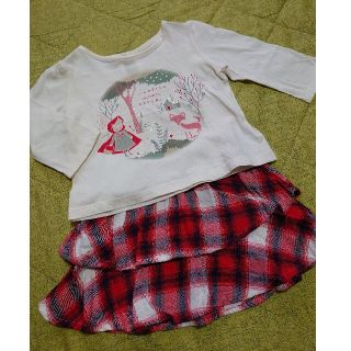 ベビーギャップ(babyGAP)のbabyGAP ☆Tシャツ・チェックフリルスカートset 70・80サイズ☆(スカート)