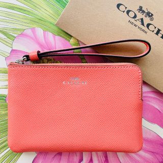 コーチ(COACH)のCoach コーチ 財布 ポーチ コーラル ピンク カード入れ(財布)