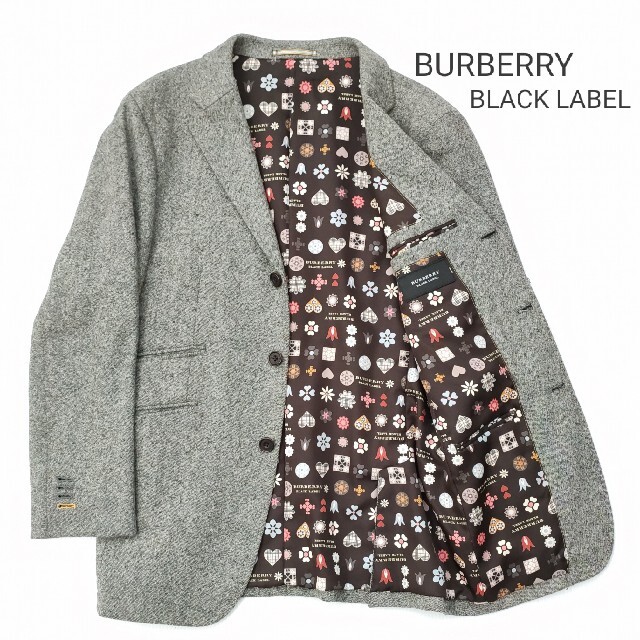 BURBERRY BLACK LABEL(バーバリーブラックレーベル)のバーバリーブラックレーベルモノグラムツイードジャケットコート三陽商会ライセンス品 メンズのジャケット/アウター(テーラードジャケット)の商品写真