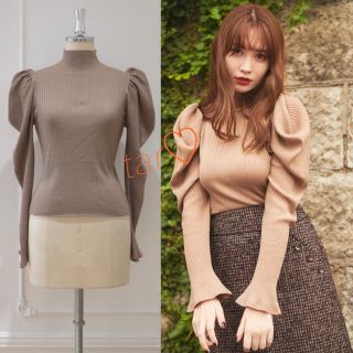 フレイアイディー(FRAY I.D)のHer lip to Volume sleeve Rib Knit Top (ニット/セーター)