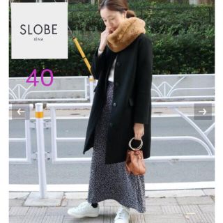 スローブイエナ(SLOBE IENA)の美品✨SLOBE IENA ファースヌード付きノーカラーコート(ロングコート)