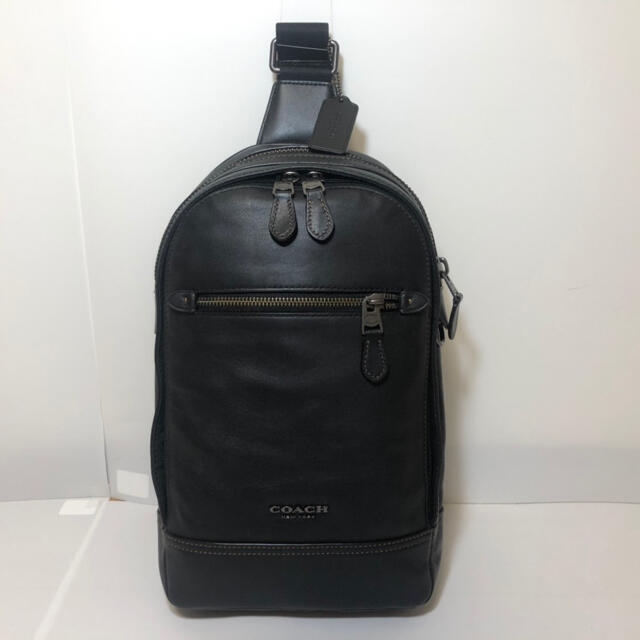 極美品☆コーチ メンズ COACH グラハム スムース レザー ボディ バッグ